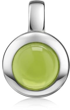 MATERIA Edelstein Anhänger Silber 925 - Peridot rund für Halskette Damen KA-38-Peridot