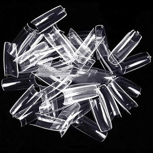 500 Pieces False Nails Tips for Acrylic Nails, Fake Nail Extension Tips, Square Acrylic Clear C Curve Full Cover Acrylic Fake Nails for Artificial Nail Tips Salons & DIY Nail Art