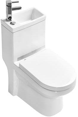 2 in 1 Close Coupled Toilet with Sink on Top Basin Tap Cloakroom Space Saving WC (WC with Basin and Tap)