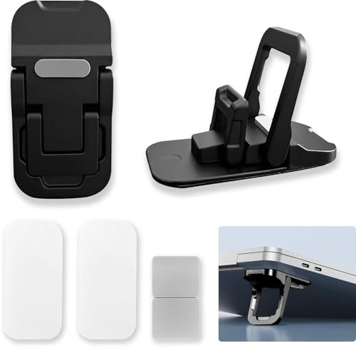 UBRAVE 2 Pcs Mini Laptop Stand,Laptop Stand For Desk,Invisible Adjustable Computer Kickstand,Two Level Height Adjustment, For Macbook Pro/Air, Hp, Lenovo, Sony, Dell, Keyboard, Tablet - Black