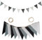 Wimpelkette Leinen Wimpelkette,3,6M Wimpel Girlande 12 Stück Wimpeln,Wimpelkette Outdoor,Dekorative Hängefahne für Hochzeit Geburtstag Karneval Party Festival Fotohintergrund,Schwarz Grau Weiß
