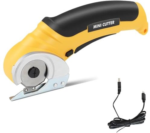 Ciseaux Electrique Tissu Couture, Coupe Carton, Cutter Rotatif En Acier Sk5 avec Batterie Intégrée, Couper Tranchantes pour Tapis, Élagage, Plastique, Carton, Cuir, Vert
