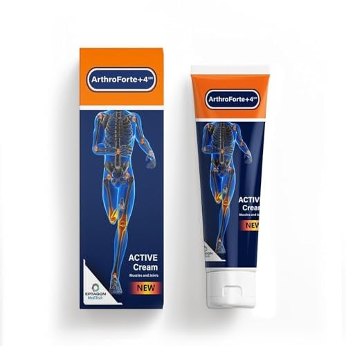 AthroForte +4em Creme gegen Arthrose – Kühlender Effekt für Muskeln und Gelenke – Mit Natürlichen Extrakten aus Menthol und Eukalyptus – Für Hände, Füße, Schultern und Knie – 100 ml