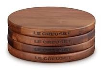 Le Creuset Enameled Cast Iron Gourmand Collection Set of 4 Petite Magnetic Wooden Trivet, 5.5