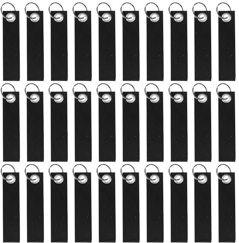 30 Stück schwarze Filz Schlüsselanhänger, 13 x 3cm, Schlüsselanhänger Filz blank, personalisierte Schlüsselanhänger, DIY Dekoration, Handwerk Schlüsselanhänger für Auto Schlüssel Geschenk Schule