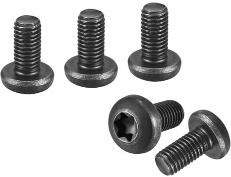 DTGN Vis Torx de sécurité à tête cylindrique M10x20mm 10 | Acier au carbone, couleur Noir, Bon pour machines, avec tête bombée et fixation de sécurité à entraînement en étoile