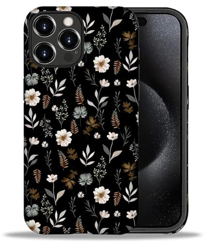 artslion 2 in 1 Cute Hülle für iPhone 15 Pro 6.1 Zoll,Stoßfest FallSchutz Handyhülle Weiße Blume Sturzschutz Case