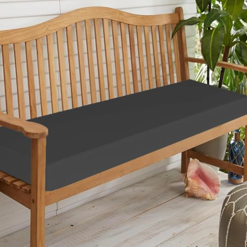 AZMAHT Bankauflage Gartenbank Auflage Waschbare Bankauflage Outdoor Mit Reißverschluss Waterproof Abnehmbare Sitzpolster Bank Sitzauflage Bank für Fensterbank,Garten,Rasen,Dunkelgrau,140x45x5cm