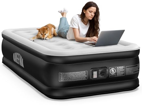 Airefina Single Airbed with Built-in Electric Pump, Blow Up Bed Self Inflatable Mattress in 2 Mins, Anywhere Air Mattress with Carry Bag -190 × 99 × 46 cm