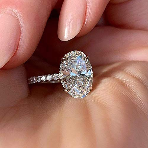 Klassiker Versprechen Ring 925 Sterling Silber Oval Schnitt 925 Sterling Silber Oval Schnitt 3 Karat Kubikzirkon Ring AAAAA Zirkon Kubikzirkonia Versprechen Verlobungs Hochzeitsringe Größe 6 Größe 6