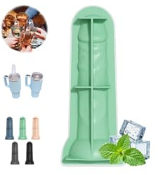 Moule à glaçons en silicone pour adulte, long moule à glaçons en silicone amusant avec couvercle, moule à glaçons fantaisie en silicone pour refroidir le whisky, les cocktails, le jus (vert)