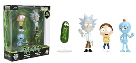 Jada Rick and Morty Metalfigs 4er Pack Sammelfiguren aus Druckguss, 6,3 cm Maßstab – Rick, Morty, Meeseeks, Pickle Rick Toys