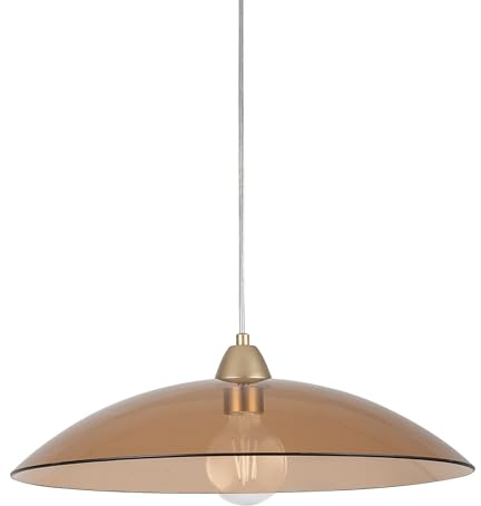 LEOLUX Alexander – Lampadario a Sospensione Moderno Ø50 cm – Design Minimal in Vetro – Attacco E27 LED – Ambra – Lampada da Soffitto per Cucina, Soggiorno e Tavolo da Pranzo