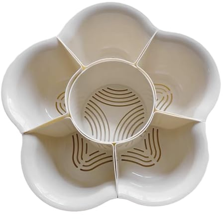 LOLIPPYY Rotating Hot Pot Platter with Compartments Drainable Vegetable Serving Dish Multi-functional Food Plate for Hot Pot and Barbecue Restaurants and Stable Kitchen Basket in