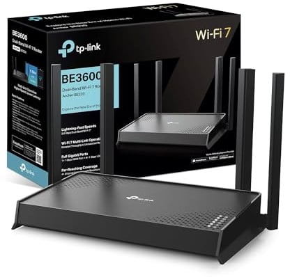 TP-Link Archer BE220 3.6 Gbps Dual Band WiFi 7 Router, 4 External Antennas