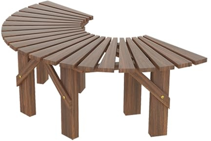 LIHDNGXM Baum-Bank, umwickelt mit Holz, Gebogene Outdoor-Patio-Stuhlbank für Garten, Rasen, Terrasse und Hinterhof, halbkreisförmiges Design für den Außenbereich(Natural,Semicircle)