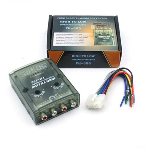 Besshepplo PH-388 Auto Audio 4-K High to Low Konverter 60W 12V PVC Material mit Verzögerungsfunktion Einstellbare Empfindlichkeit Rauschunterdrückung Kompatibel mit den meisten Fahrzeugen B