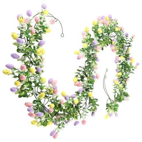 Xmccvt Ghirlanda Di Pasqua Per Mensola Del - 2 Pezzi Ghirlanda Decorativa con Uova di Pasqua e Motivi Primaverili | Decorazione | Ideale per Feste, da Appendere su Parete,