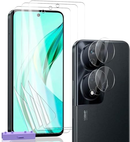 Zerrshoo 3+2 Protector Pantalla TPU para Honor 90 5G | Película Hidrogel Flexible de Instalación Fácil, HD Claro, Protector Lente Cámara 9H Dureza, Huella Dactilar, Antiarañazos