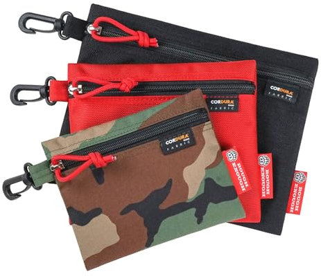 Rough Enough Zip EDC Pouch Wallet Purse Small Tool Bag Organiser Boys Pencil Case for Coins Cards School Art Supplies Outdoor Travel with Clip 3 Pieces Set