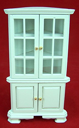 Creal 27551 Eckschrank Vitrine weiß Holz 1:12 für Puppenhaus