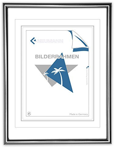 Neumann Bilderrahmen Kunststoffrahmen Classic, 70x100 cm, Silber gestreift