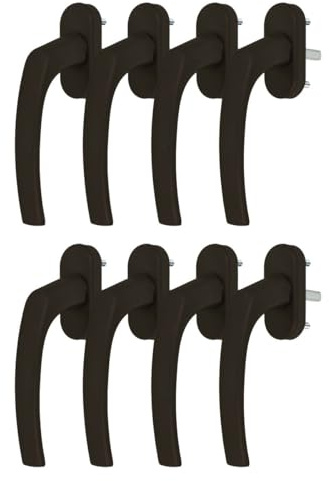 8 x Alu Fenstergriff in Braun RAL 8019 - Stiftlänge 40mm