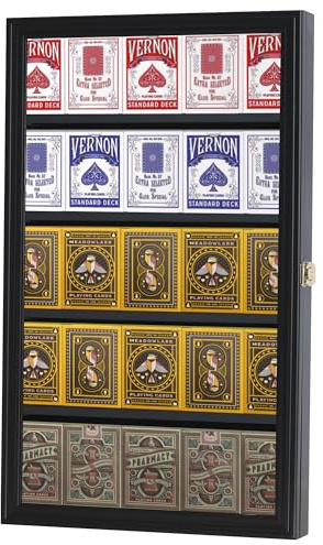 The Playing Card Frame - 25 Deck Holder Display Case Frame Wall Mount (Black Finish)