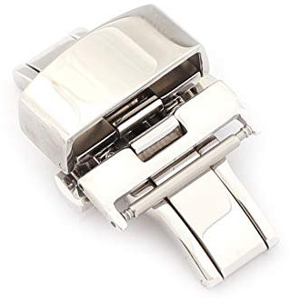 Bob Unisex Faltschließe für Uhrenarmbänder L316 Edelstahl Modell Klassik 22 mm Silberfarben, poliert