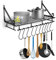 Kitchen Pan Rack Pots and Pans Organiser Wall Mounted Metal Hanging Rack Saucepan Hooks Kitchen Storage Organiser with 10 Hooks, Black 2
