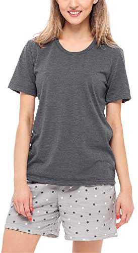 Merry Style Damen Schlafanzug Zweiteiler Pyjama Kurz aus Baumwolle Pyjama Set MS10-177 (Dunkelmelange/Grau, XXL)