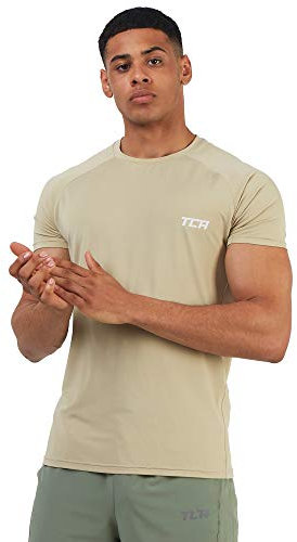 TCA Stamina Lightweight Gym Top, Dry Fit Running Top for Men - Gym Tops for Men, Gym T Shirts Men - Wet Sand, L