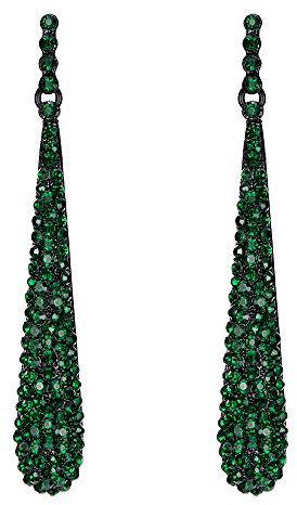 Clearine Ohrringe Voll Kristall Diamant Teardrop Lange Ohrstecker für Damen Party Smaragd-Grün Schwarz-Ton