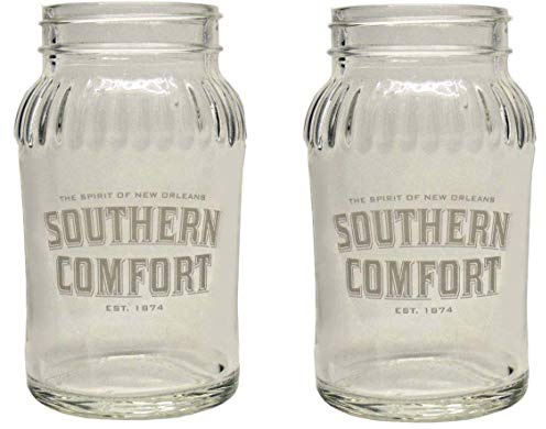 2 x Southern Comfort Mason Jar Cocktail Glass Embossed