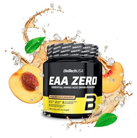 BioTechUSA EAA Zero - Potenza degli Aminoacidi Essenziali | 7160mg EAA/servizio | Rapporto raccomandato dall'OMS | Senza zucchero, senza glutine, 350 g, Tè Alla Pesca