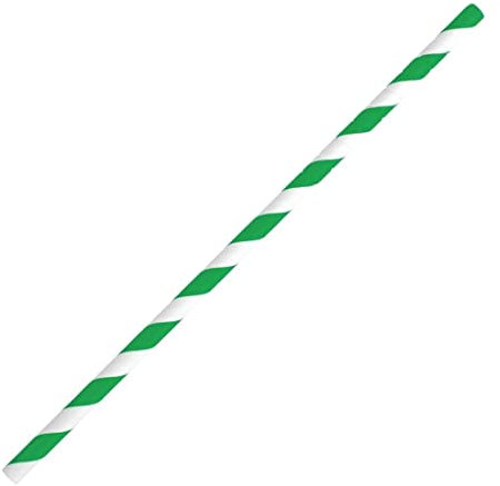 Fiesta Compostable Bendy Paper Straw Green Stripe - 210mm 6mm (Pack 250)