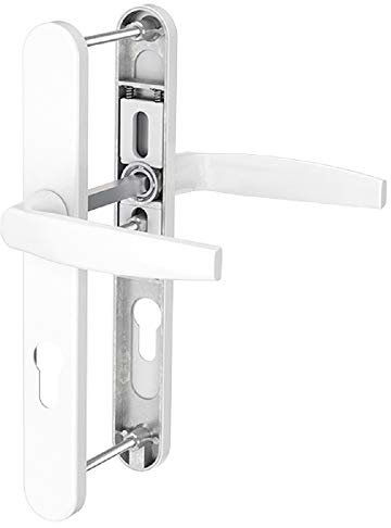 Schmalrahmengarnitur PZ Lochung Türdrücker 72mm Langschildgarnitur Weiss RAL9016 Schildgarnitur (Drücker/Drücker, Türstärke 39-54mm)