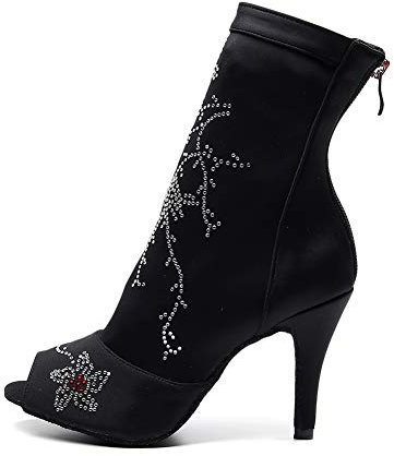 SWDZM Scarpe da Ballo Latino Salsa Moderno con Tacco Alto Professionali Nozze Festa Stivali da Ballo,1022,Nero,Tacco-8.5CM,EU 35