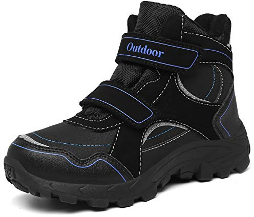 ZYLDK Kids Walking Hiking Boots Lightweigh Winter Warm Snow Non-Slip Outdoor Climbing Shoes,Black A,Little Kid 12.5 UK
