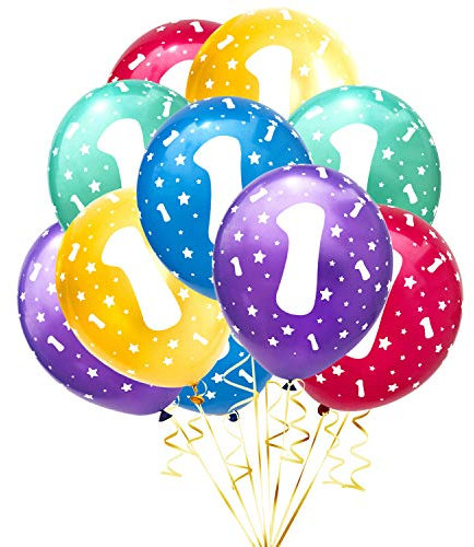 Oblique Unique® 10 Luftballons mit Zahlen Happy Birthday für Kinder Geburtstag Feier Party Deko Geburtstagsdeko Ballons Bunt (Nr. 1)