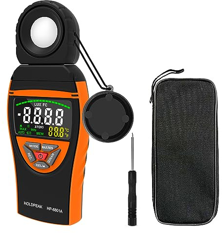 H HoldPeak Handheld Digital Light Light Meter, 0.1~400,000 Lux Range