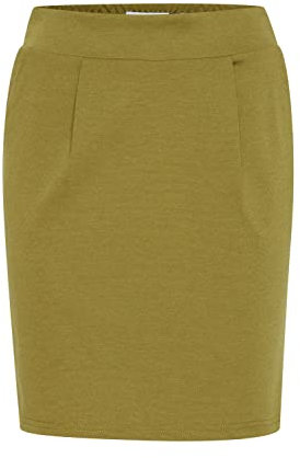 ICHI IHKATE SK Damen Kurzer Rock Minirock mit Stretch und Elastikbund, Größe:XL, Farbe:Avocado (180430)