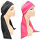 Écharpe à bord en satin pour femme, bandeau tendance pour femme, écharpe de pose de bord en satin doux pour fixation de perruque de maquillage, sport, yoga, visage (1 pièce noire et 1 pièce rose)