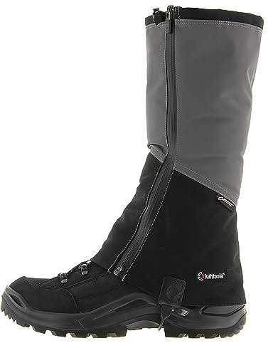 Kahtoola NAVAgaiter Tall GTX Gamaschen I wasserdichter Gore-TEX Stiefelschutz für Bergsteigen, Jagd, Off-Trail Wandern bei Schlamm, Schnee und Eis, Dunkelgrau, Schwarz, Größe S