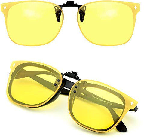 CREYESTAL Polarisiert Nachtfahrbrille Clip für Brillenträger, Überzieh Nachtsichtbrille für Autofahrer, Ultraleicht, Herren, Damen