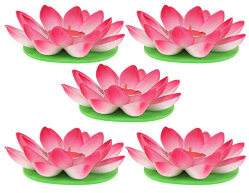 OSALADI Schwimmkerzen Lotus 5 Stück Lotus- Schwimmkerzen Schaumlotusblumen- Design- Kerzenlichter zum Wünschen Beten Segen Festival Event Party Gedenkdekor Rot Lotus Schwimmkerzen