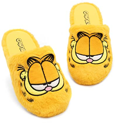 Garfield Erwachsene Hausschuhe | Männer Frauen Unisex Animierte Lazy Tabby Katze Fluffy Slip On House Sliders | Film-Merchandise
