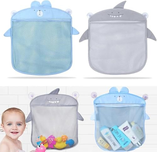 LATRAT Lot de 2 filets de rangement pour jouets de bain avec crochet à ventouse