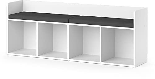 Vicco Kindersitzbank Luigi, Spielzeugregal mit Sitzbank, Weiß, 142 x 53 cm Ohne Faltboxen
