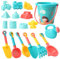 HENGBIRD 18 Pièces Kit de Seau Plage Enfant, Ensemble Jeux Jouet Bac a Sable, Jouet de Plage avec Sac en Filet, Kits d'outils de Pelle à Sable, Garçons Filles Jouet de Plage pour D'extérieur